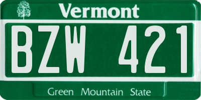VT license plate BZW421