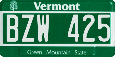 VT license plate BZW425