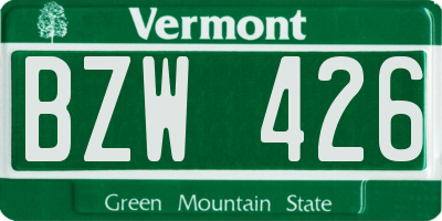 VT license plate BZW426