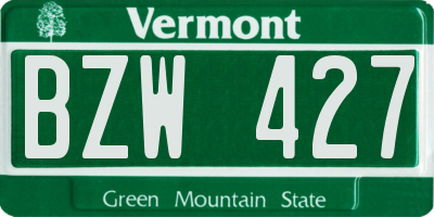 VT license plate BZW427