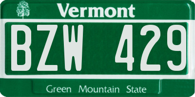VT license plate BZW429