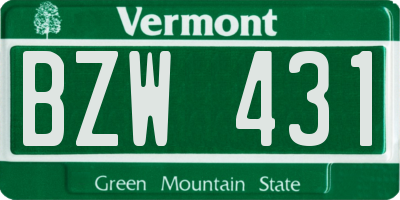VT license plate BZW431