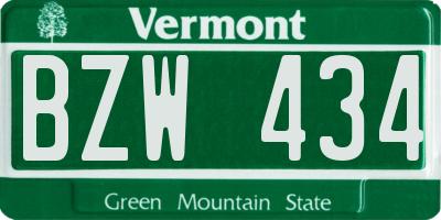 VT license plate BZW434