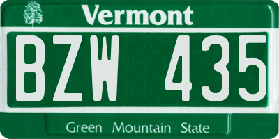 VT license plate BZW435