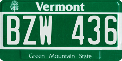 VT license plate BZW436