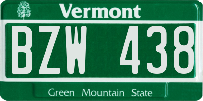 VT license plate BZW438