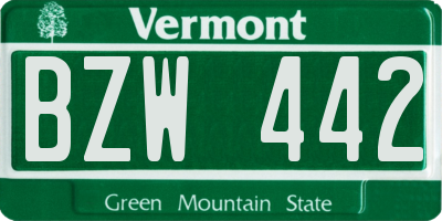VT license plate BZW442