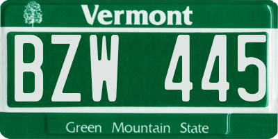 VT license plate BZW445