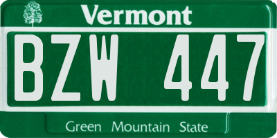 VT license plate BZW447
