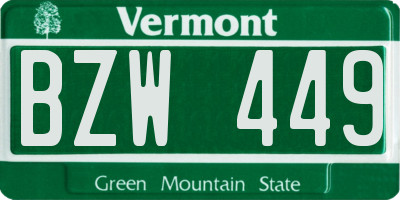 VT license plate BZW449