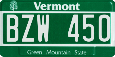 VT license plate BZW450