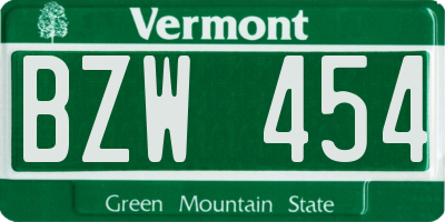 VT license plate BZW454