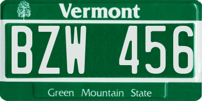 VT license plate BZW456
