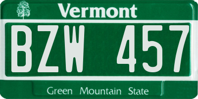 VT license plate BZW457