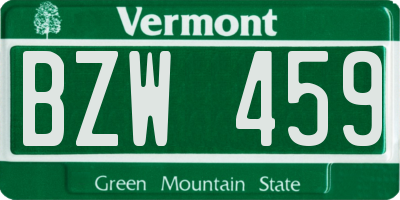 VT license plate BZW459