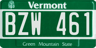 VT license plate BZW461