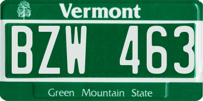 VT license plate BZW463