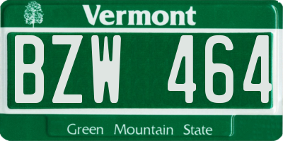 VT license plate BZW464