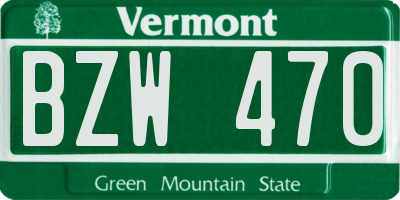 VT license plate BZW470