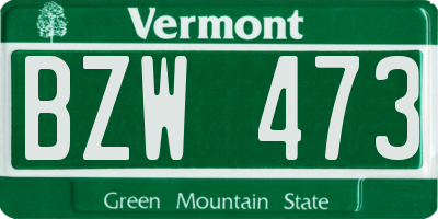 VT license plate BZW473