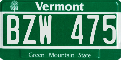 VT license plate BZW475