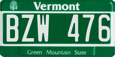 VT license plate BZW476