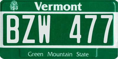 VT license plate BZW477