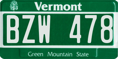 VT license plate BZW478