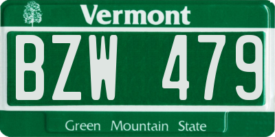 VT license plate BZW479
