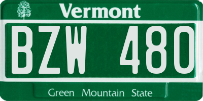 VT license plate BZW480