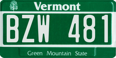VT license plate BZW481