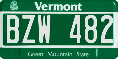VT license plate BZW482