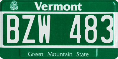 VT license plate BZW483