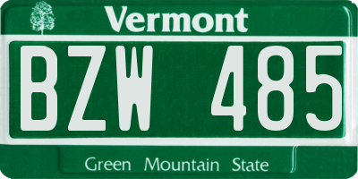 VT license plate BZW485