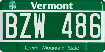 VT license plate BZW486