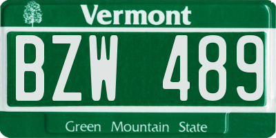 VT license plate BZW489