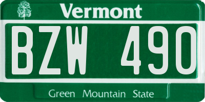 VT license plate BZW490