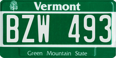 VT license plate BZW493