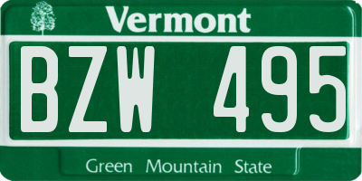 VT license plate BZW495