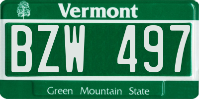 VT license plate BZW497
