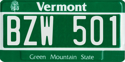 VT license plate BZW501