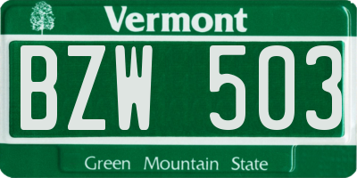 VT license plate BZW503