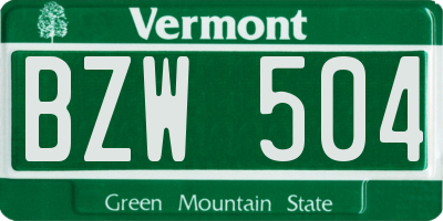 VT license plate BZW504
