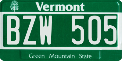 VT license plate BZW505
