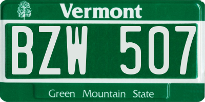 VT license plate BZW507