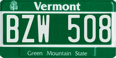 VT license plate BZW508