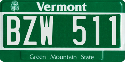 VT license plate BZW511
