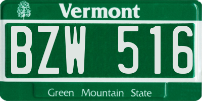 VT license plate BZW516