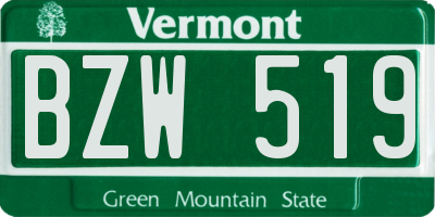 VT license plate BZW519