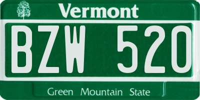 VT license plate BZW520